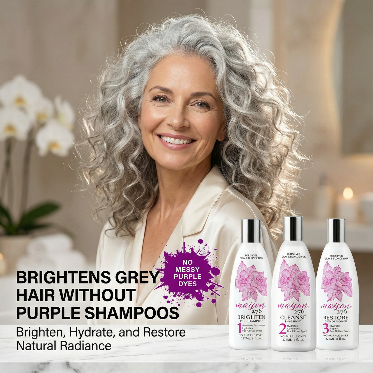 3-Step System | Brighten & Soften Gray Hair | Maison 276