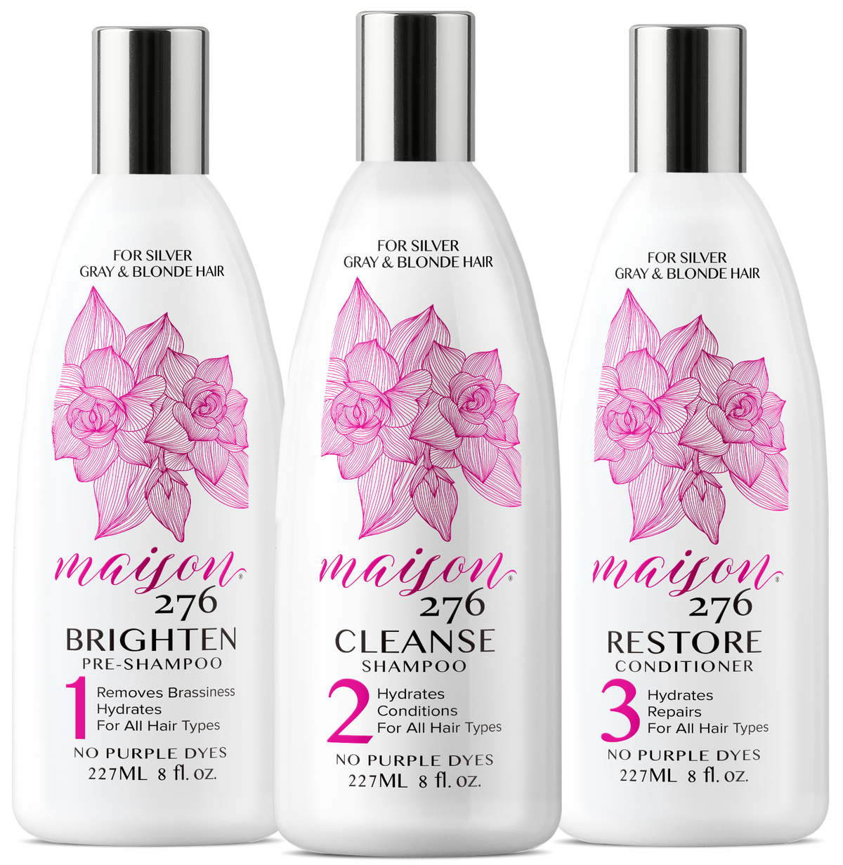 3-Step System | Brighten & Soften Gray Hair | Maison 276
