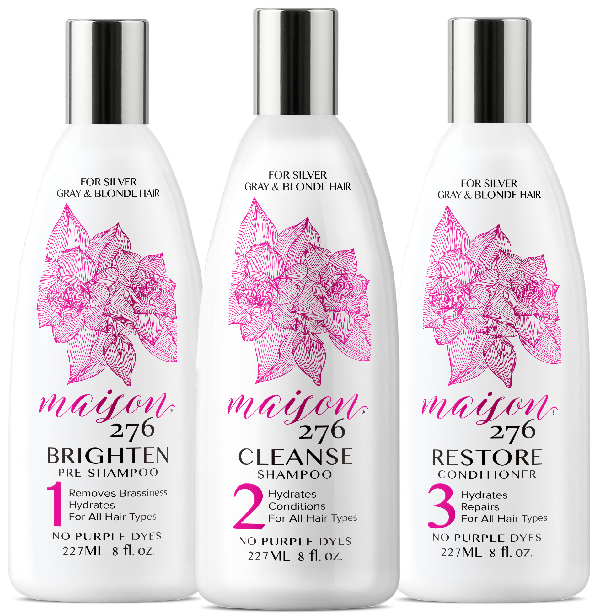 3-Step System | Brighten & Soften Gray Hair | Maison 276