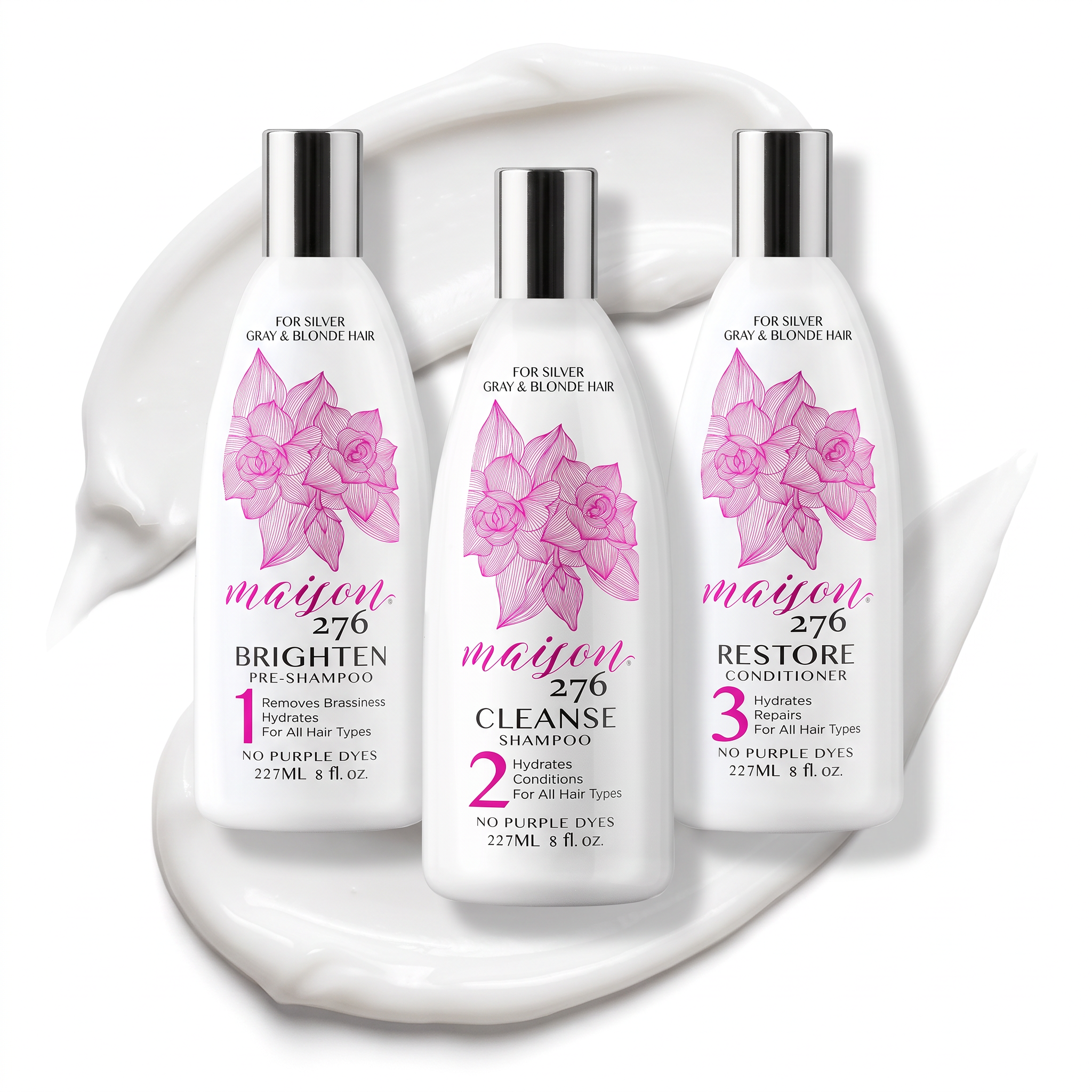 3-Step System | Brighten & Soften Gray Hair | Maison 276